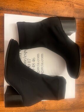 Pedro Garcia Marilo-01 Classic Black Stretch Sock Boot w/ Block Heel - NEW!